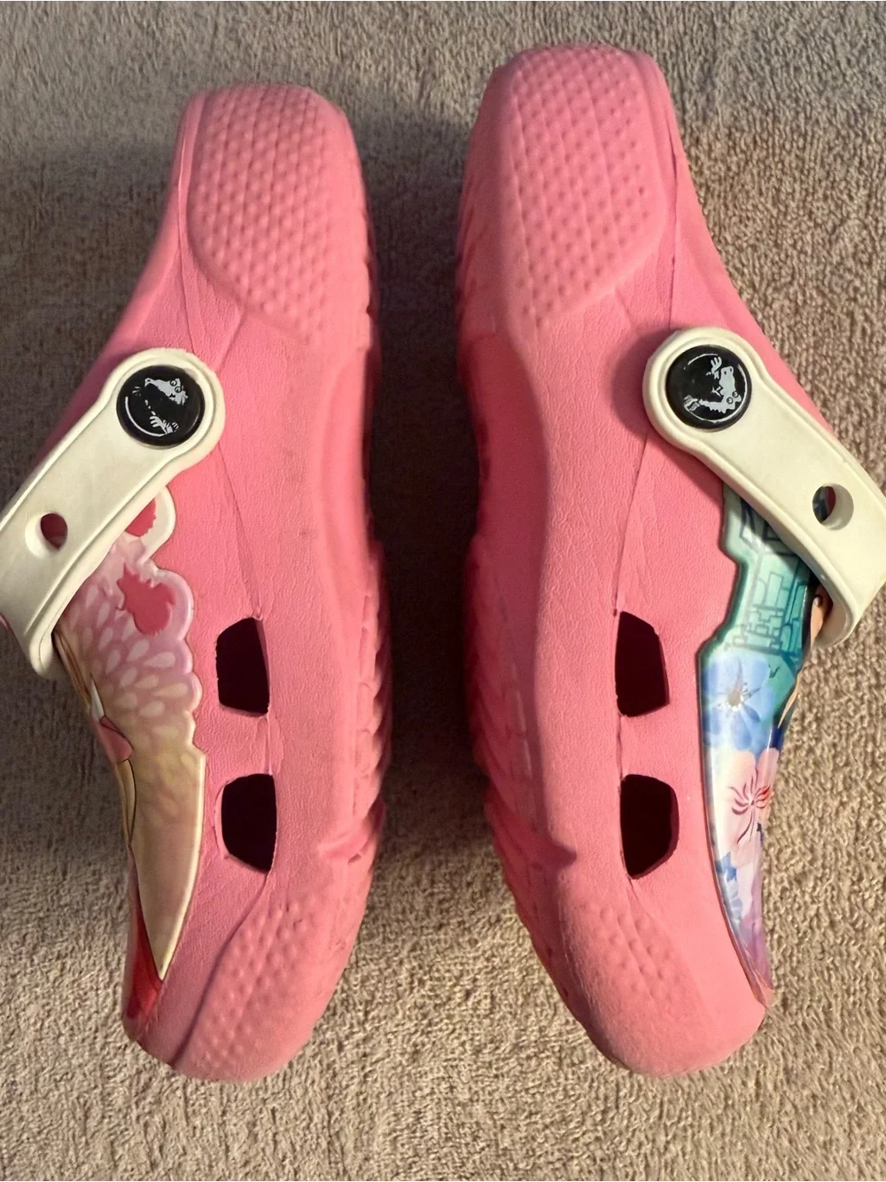 Disney Princess Pink and White Kids' Slip-On Clogs with Character Art